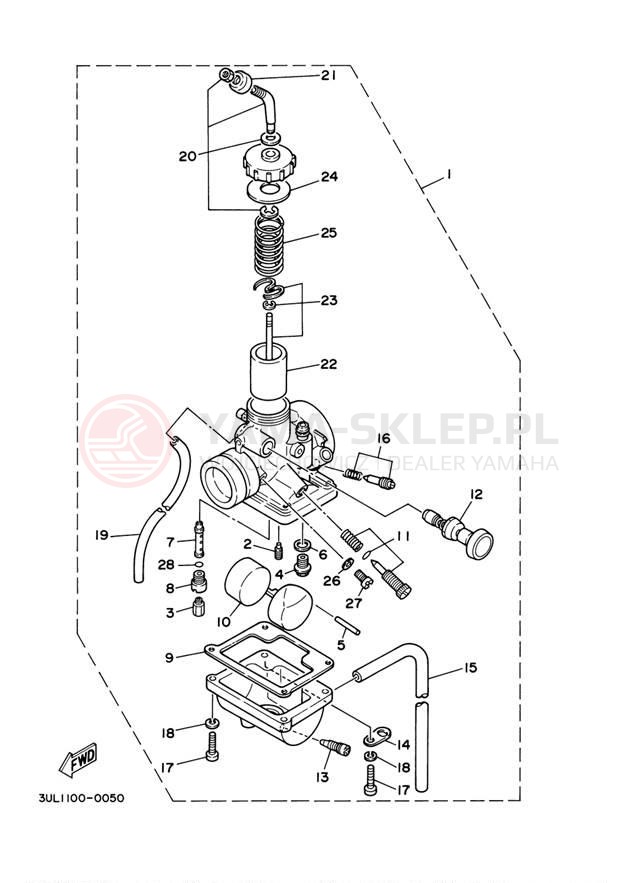 Schemat "Gaźnik" do Yamaha RT100 RT100M