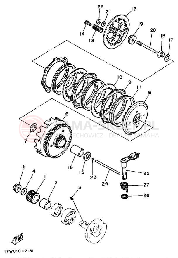 Schemat "sprzęgło" do Yamaha ENDURO DT50U/DT50L/DT50LC
