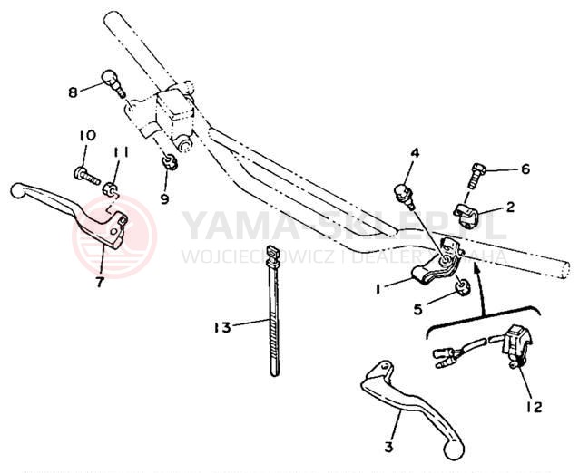 Schemat "Kierownica i osprzęt" do Yamaha YZ250E1