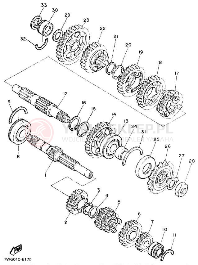Schemat "Skrzynia biegów " do Yamaha FZR400A