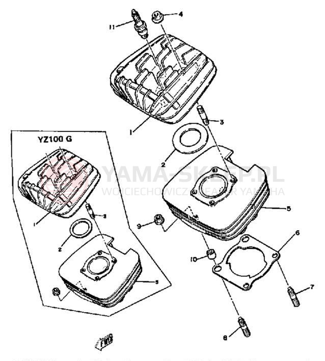 Schemat "cylinder" do Yamaha YZ100G