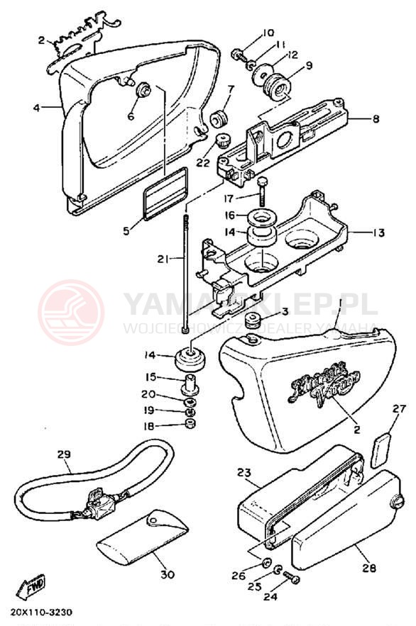 Schemat "Tylny błotnik" do Yamaha MIDNIGHT VIRAGO 750 XV750MK