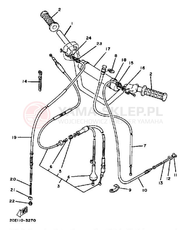Schemat "Kierownica i osprzęt" do Yamaha YT175K