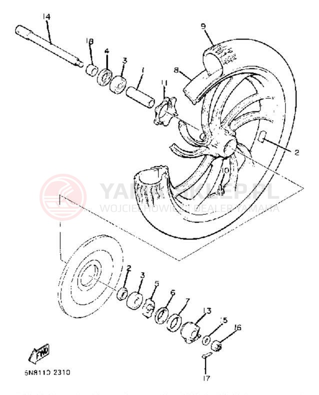 Schemat "Koło przód" do Yamaha XJ650J