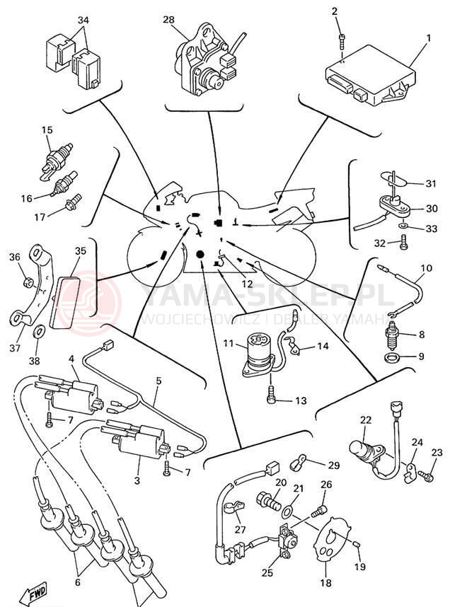 Schemat "układ elektryczny" do Yamaha R1 YZFR1L/YZFR1LC