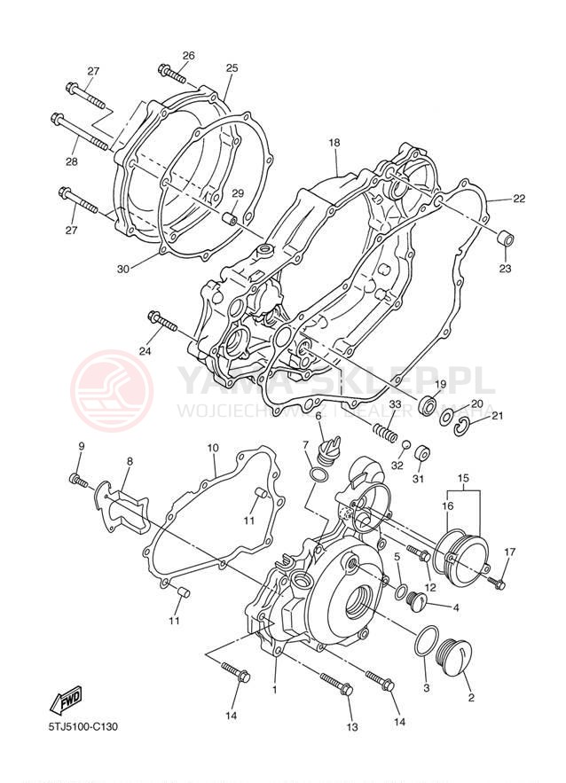 Schemat "Pokrywa silnika" do Yamaha WR450F WR450FS