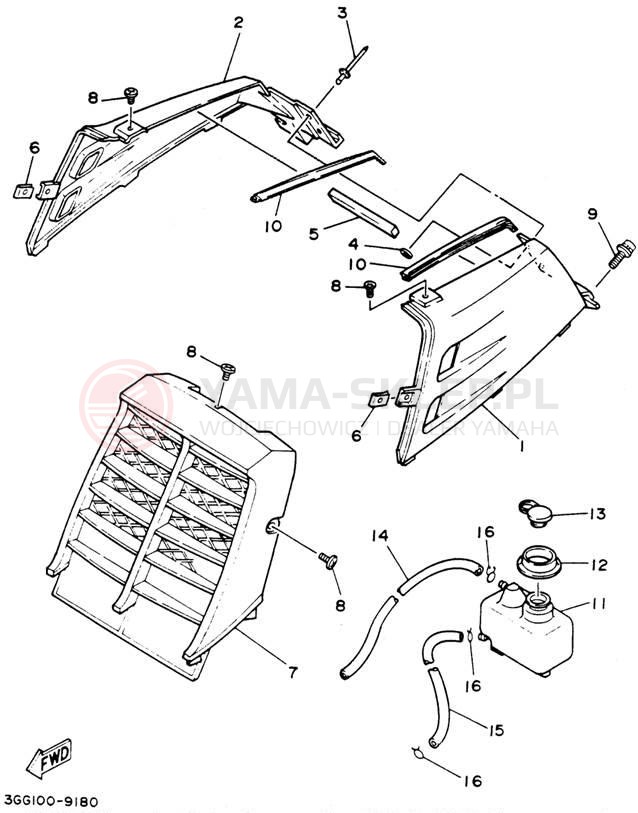 Schemat "Pokrywa boczna" do Yamaha BANSHEE YFZ350F