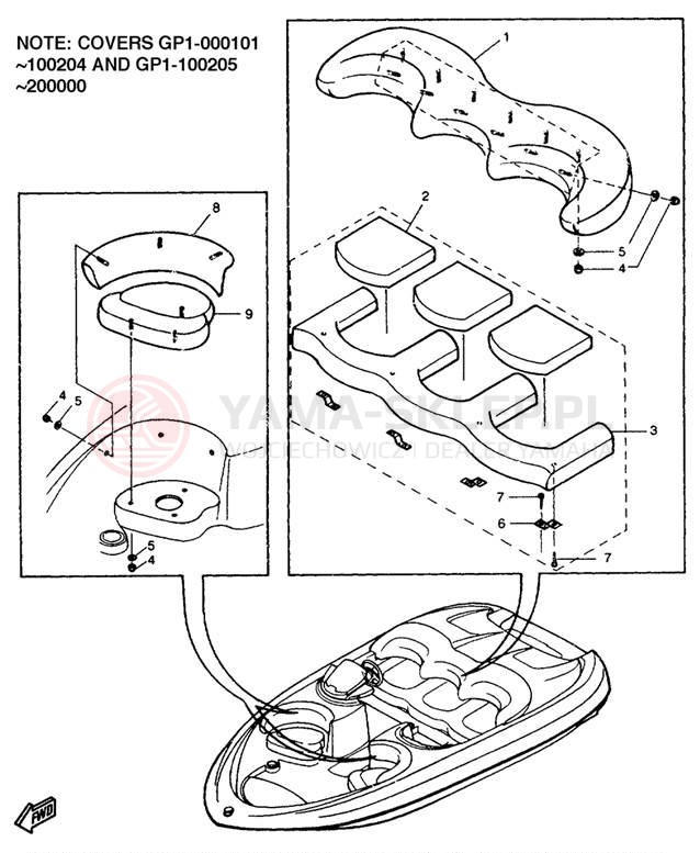 Schemat "Schowek pod siedzeniem," do Yamaha EXCITER EXT1100U