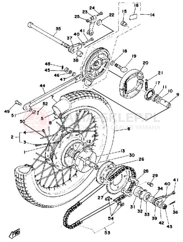 Schemat "Koło tył" do Yamaha RD200C