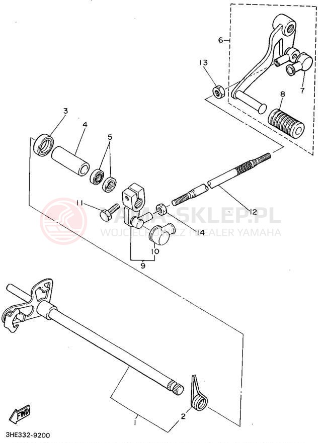 Schemat "Dźwignia zmiany biegów, wałek" do Yamaha FZR600RG/FZR600RGC