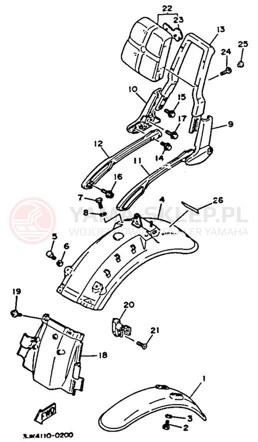 Schemat "błotnik" do Yamaha VIRAGO 1100 XV1100D/XV1100DC