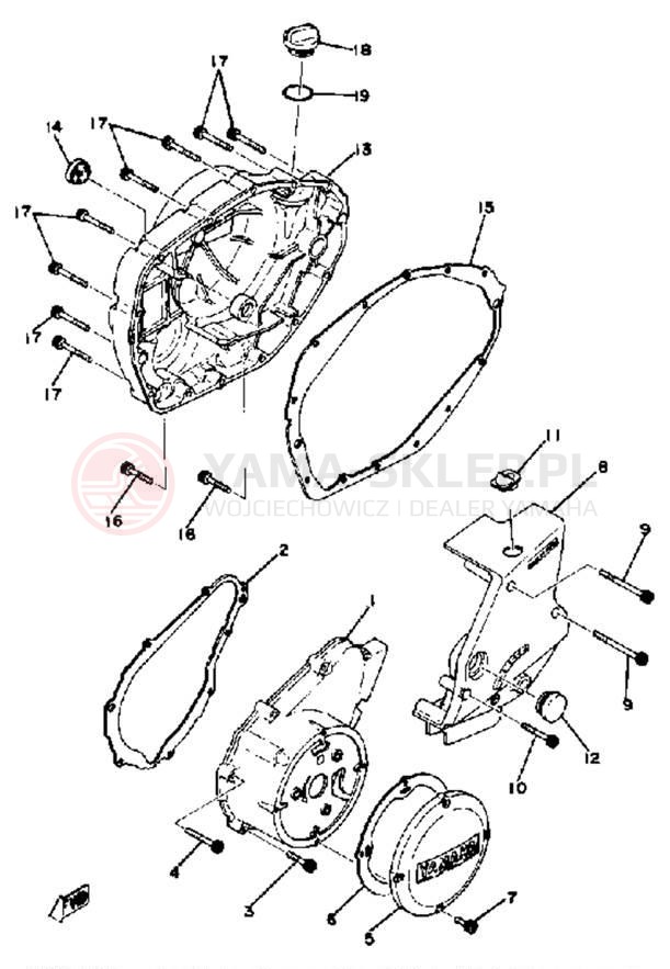 Schemat "Pokrywa silnika" do Yamaha XS400SH