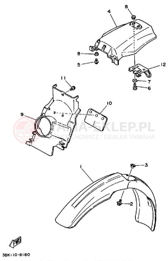 Schemat "błotnik" do Yamaha ENDURO DT50U/DT50L/DT50LC