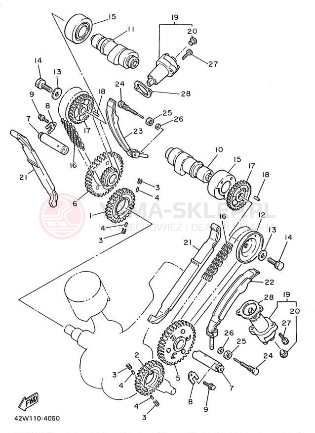 Schemat "Rozrząd - łańcuszek" do Yamaha VIRAGO 750 XV750HC1/XV750H1