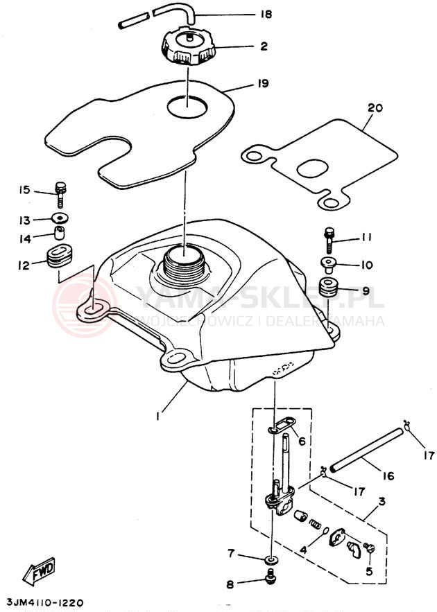 Schemat "zbiornik paliwa" do Yamaha BLASTER YFS200F_MN
