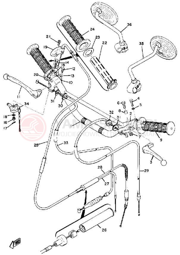 Schemat "Kierownica i osprzęt" do Yamaha RT1M/RT1