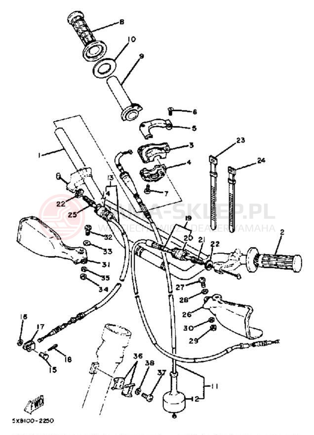 Schemat "Kierownica i osprzęt" do Yamaha IT175J