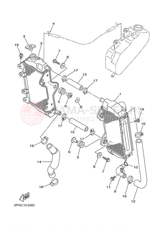 Schemat "Układ chlodzenia" do Yamaha WR250F WR250FP