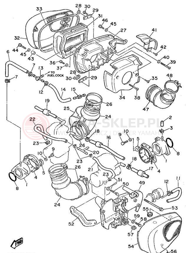 Schemat "Wtrysk paliwa" do Yamaha VIRAGO 750 XV750F/XV750FC