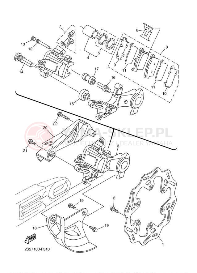 Schemat "Zacisk hamulcowy tylny" do Yamaha YZ250F YZ250FW