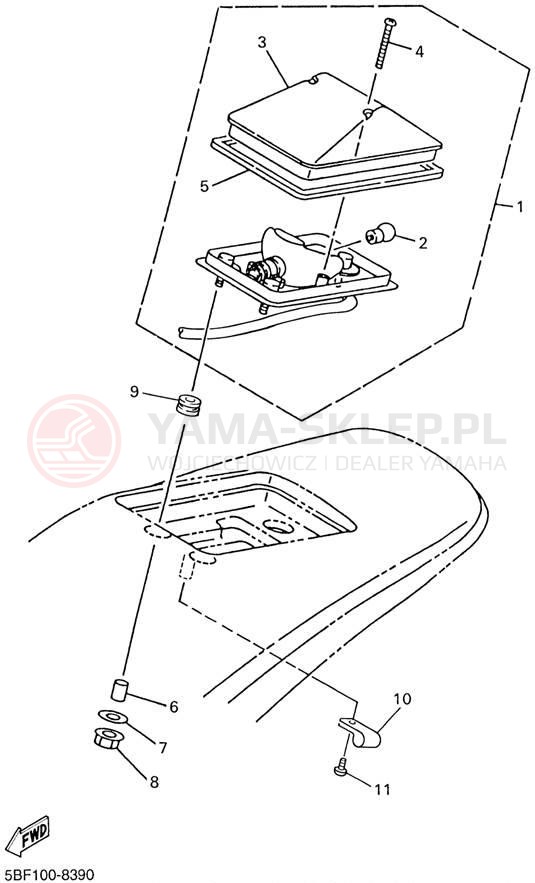 Schemat "lampa tył" do Yamaha WR400F WR400FL