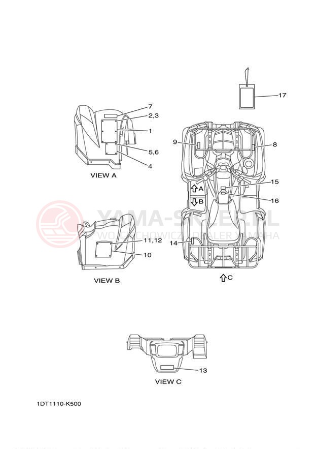 Schemat "naklejki" do Yamaha GRIZZLY 5504WD YFM5FGAL