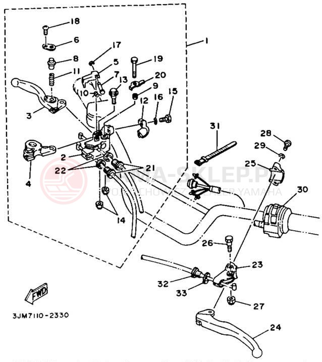 Schemat "Kierownica i osprzęt" do Yamaha BLASTER YFS200D