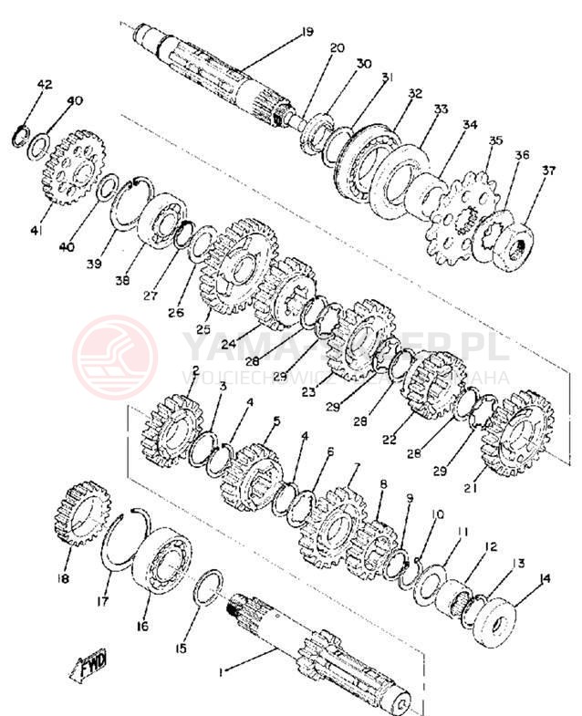 Schemat "Skrzynia biegów " do Yamaha RT1M/RT1