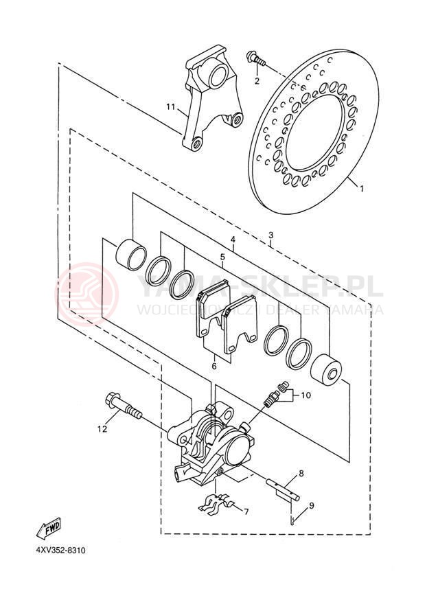 Schemat "Zacisk hamulcowy tylny" do Yamaha R1 YZFR1M/YZFR1MC