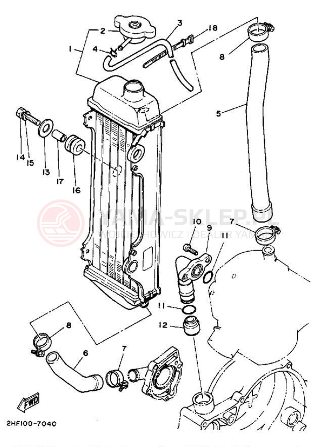 Schemat "Układ chlodzenia" do Yamaha YZ80W