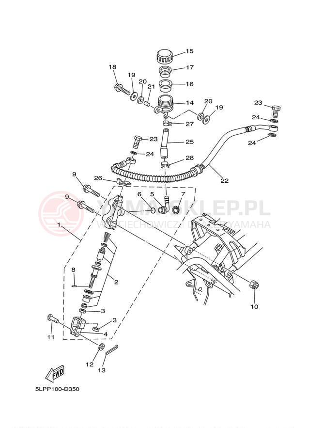 Schemat "Pompa hamulcowa tył" do Yamaha 660R RAPTOR YFM660RT