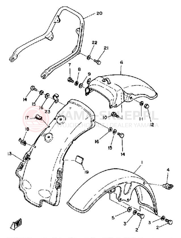 Schemat "Błotniki przód i tył" do Yamaha XS1100SG