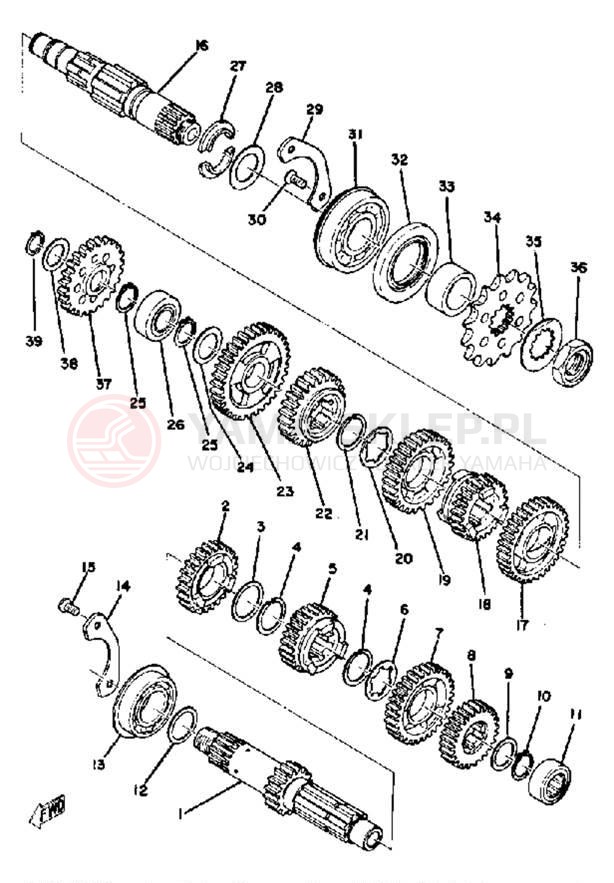 Schemat "Skrzynia biegów " do Yamaha MX400B