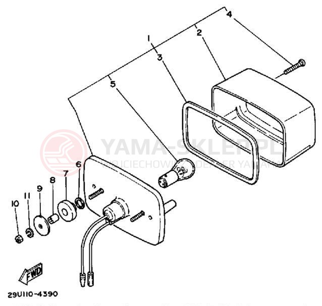 Schemat "lampa tył" do Yamaha BIG BEAR 4WD YFM350FWW