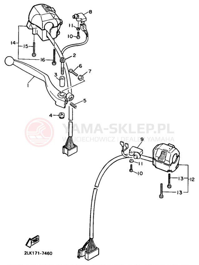 Schemat "Kierownica i osprzęt" do Yamaha FZR750RU