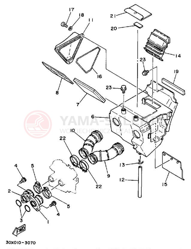 Schemat "Filtr powietrza" do Yamaha XT350S/XT350SC