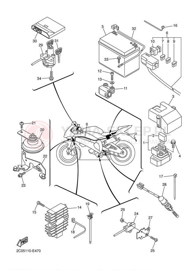 Schemat "układ elektryczny" do Yamaha R6 YZFR6VC/YZFR6V