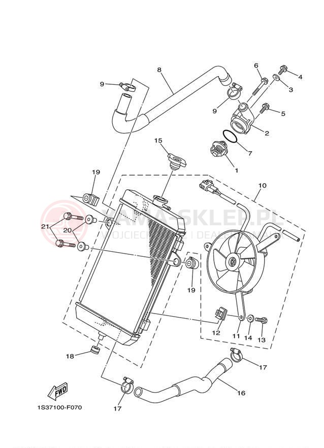 Schemat "Układ chlodzenia" do Yamaha RAPTOR 700 SE YFM7RSEZ