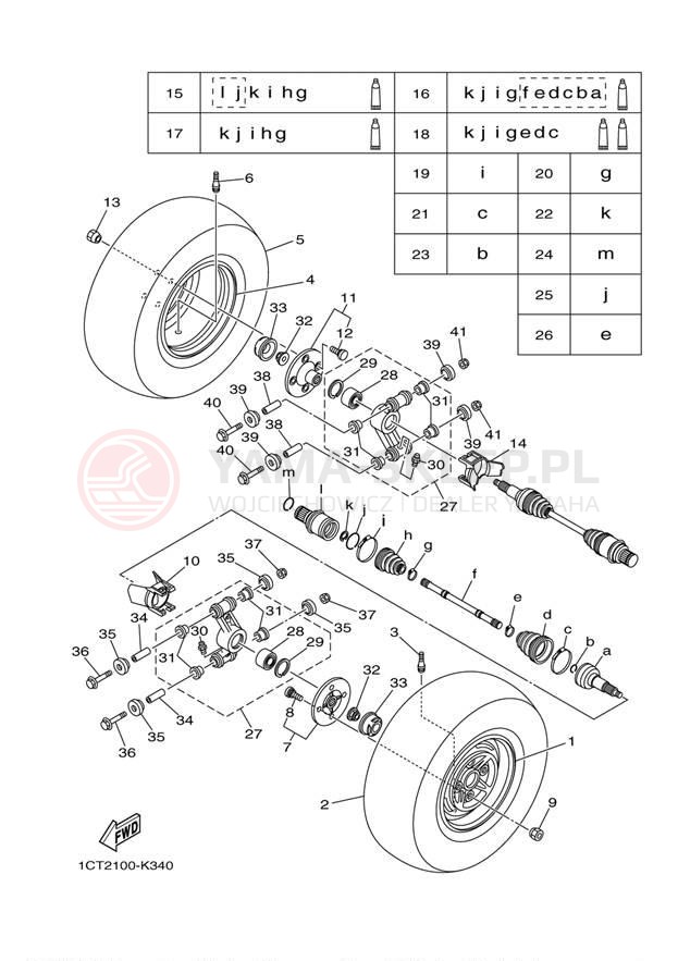 Schemat "Koło tył" do Yamaha GRIZZLY 450 EPS 4WD YFM45FGPAG