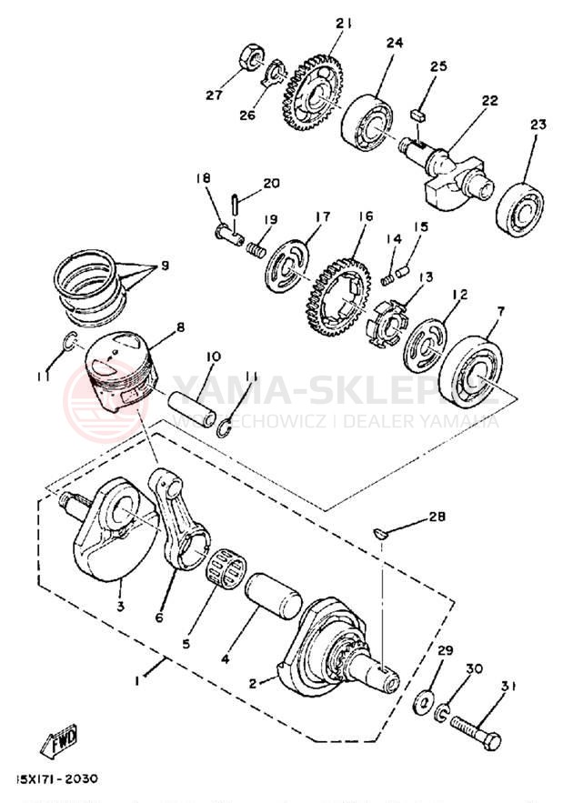 Schemat "Wał korbowy, tłok" do Yamaha BIG WHEEL ELEC START BW200ES