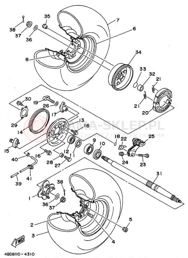 Schemat "Koło tył" do Yamaha TIMBERWOLF 2WD YFB250F