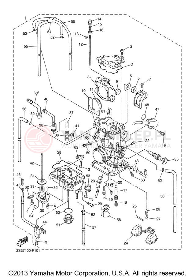 Schemat "Gaźnik" do Yamaha YZ250F YZ250FXL/YZ250FXW