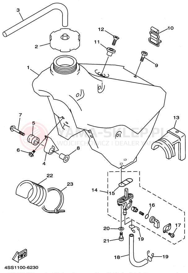 Schemat "zbiornik paliwa" do Yamaha YZ125H1