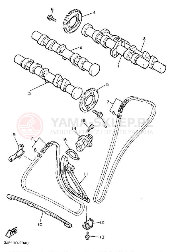 Schemat "Rozrząd - łańcuszek" do Yamaha V-MAX 1200 VMX12W/VMX12WC