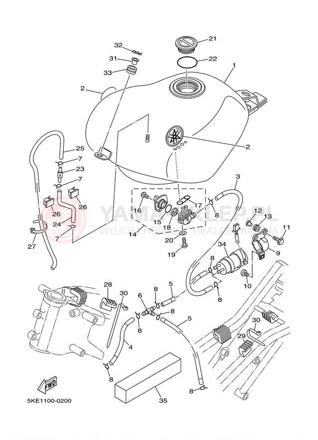 Schemat "zbiornik paliwa" do Yamaha TZ250 TZ250M