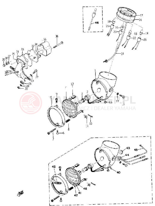 Schemat "Oświetlenie przód i tył" do Yamaha YL2C YL2CM YLCM_68_EN