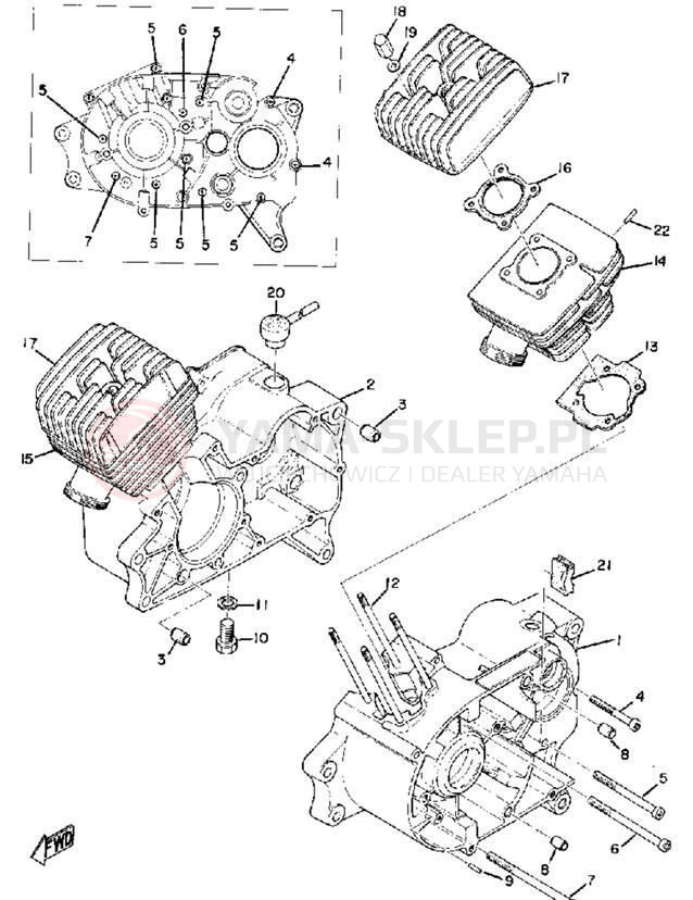 Schemat "Obudowa silnika" do Yamaha HS1B