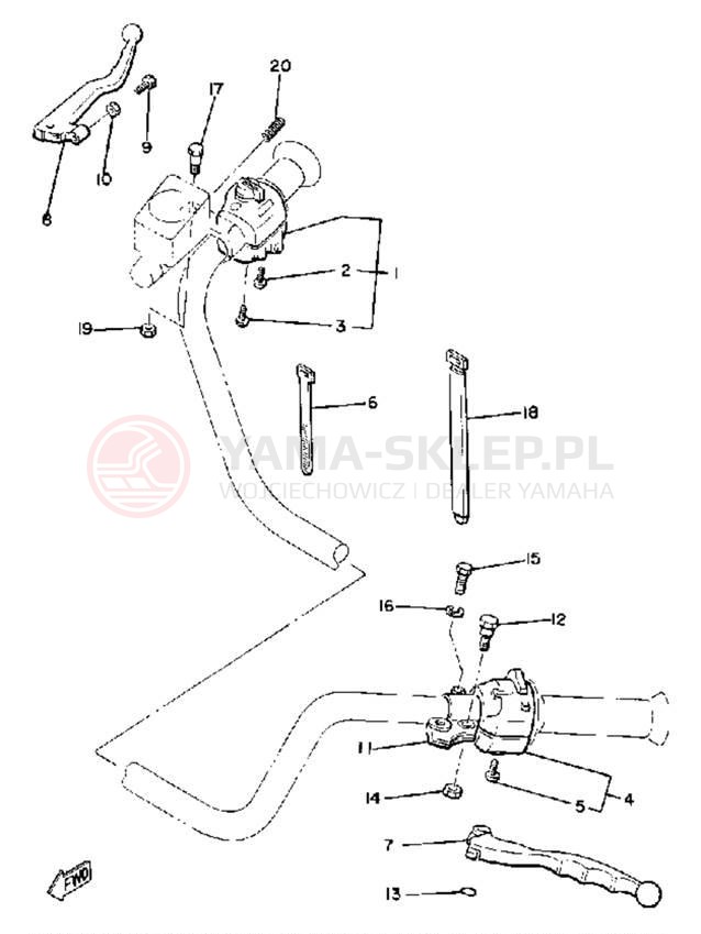 Schemat "Kierownica i osprzęt" do Yamaha XS850LG