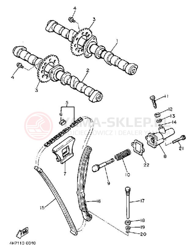 Schemat "Rozrząd - łańcuszek" do Yamaha XJ650RJ