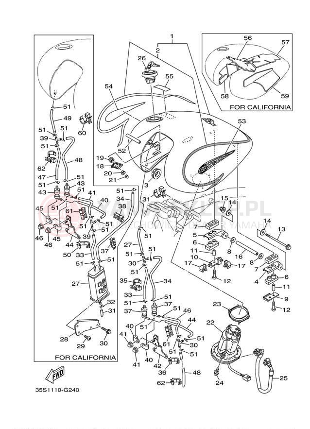 Schemat "zbiornik paliwa" do Yamaha ROAD STAR XV17AWXCW/XV17AWXW